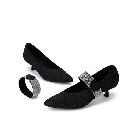 Belle Detachable Strap Mary Jane Heels - Black