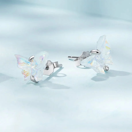 Solid 925 Signature Silver Butterfly Goddess Stud Earrings