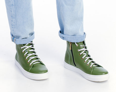 Bosccolo Womens Sneakers With Zipper - Green/White