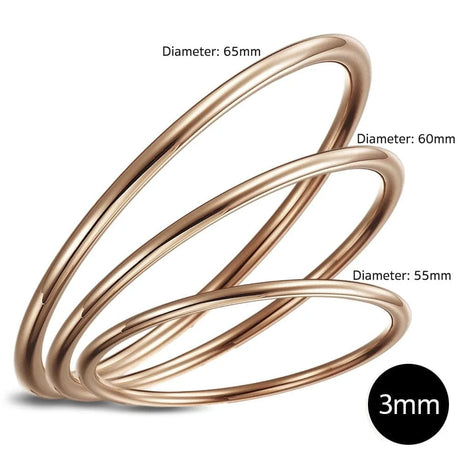 Bullion Gold Solid Golf Bangle 3mm Rose Gold Layered