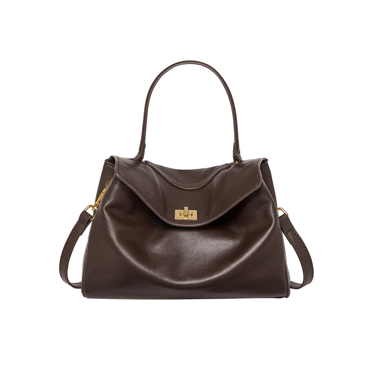 Nalandu Cloud Leather Satchel Bag - Chocolate