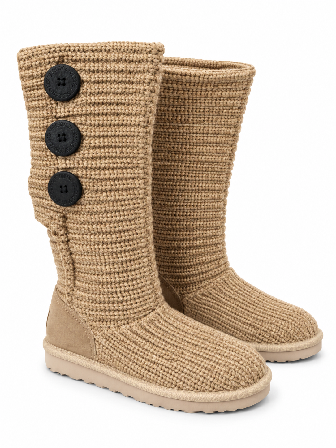 Australian Leather Ugg 3Button Tall Knit - Chestnut - AU4
