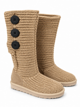 Australian Leather Ugg 3Button Tall Knit - Chestnut - AU4