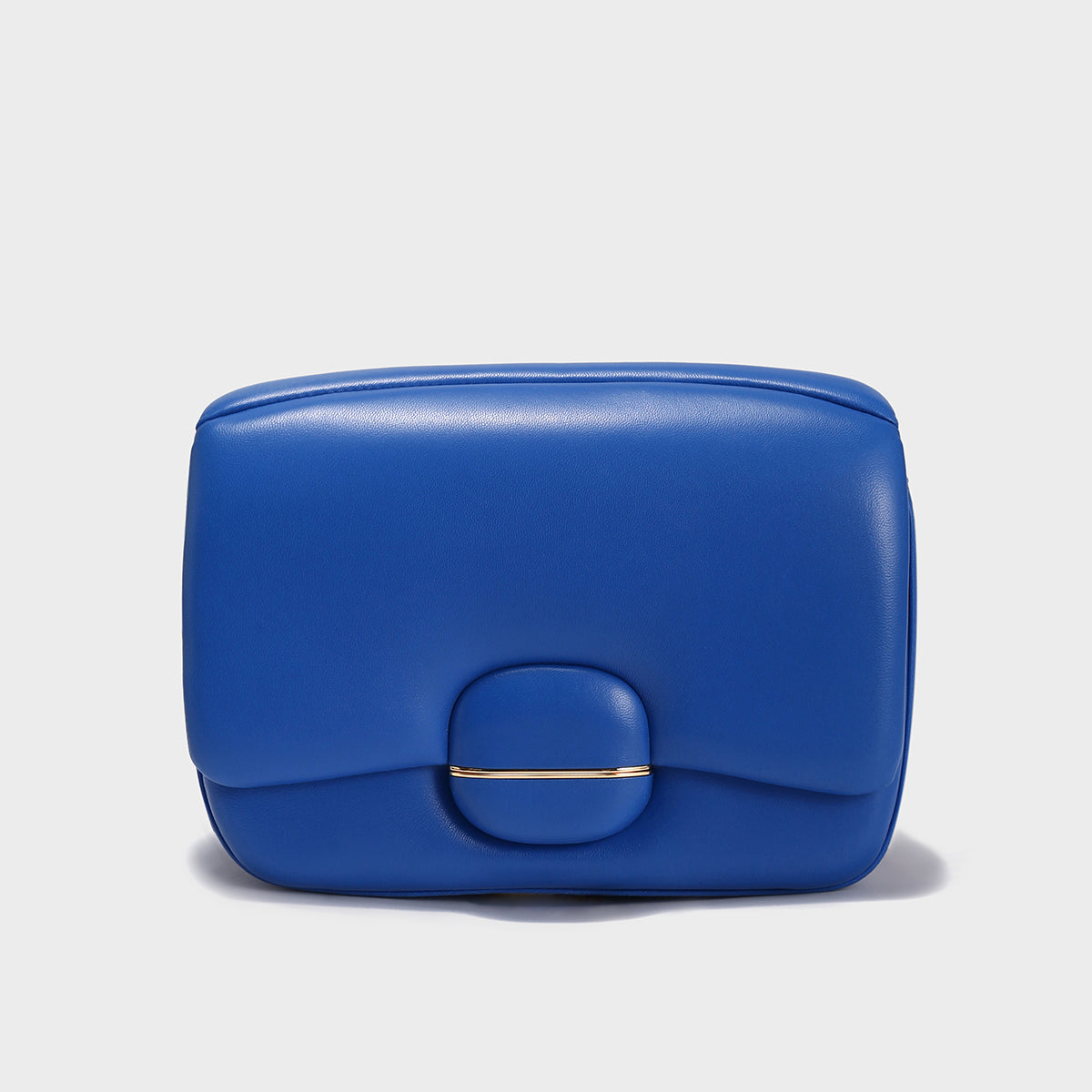 Structured Buckle Leather Shoulder Bag - Sapphire