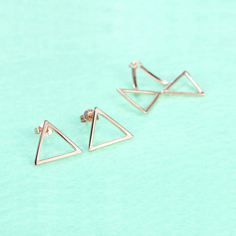 Bullion Gold Double Triangle Drop Earrings