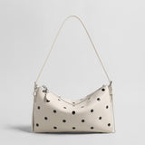 Polka Dot Soft Shoulder Bag - Ivory