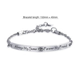 Bullion Gold Sisters Forever Inscriptions White Gold Bar Bracelet