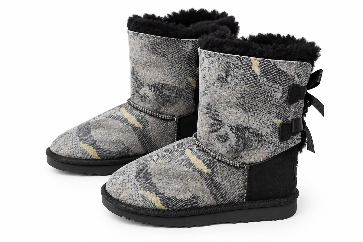 Australian Leather Ugg Short Metallic Camouflage - Grey Ribbon - AU6