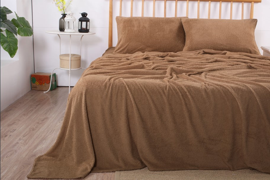 Teddy Fleece Sheet Set -  Camel
