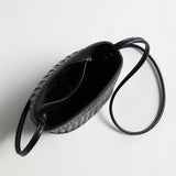 Hand-Woven Lambskin Bucket Bag - Black