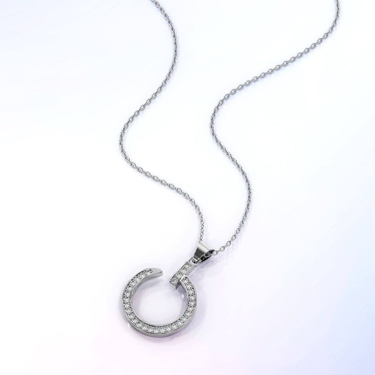 Krystal Couture Paradigm in Circle White Gold Pendant Necklace Embellished with Swarovski Crystals
