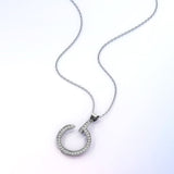 Krystal Couture Paradigm in Circle White Gold Pendant Necklace Embellished with Swarovski Crystals