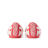 Heart Print Pointed Toe Comfortable Flats - Red