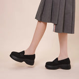 Paris Tweed Platform Loafers - Black