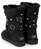 Australian Leather Ugg 2Studded Short Buckle - Black - AU4