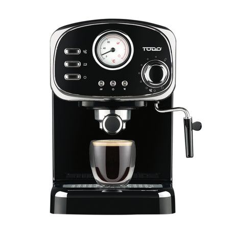 TODO Espresso Coffee Machine Maker Automatic 15 Bar Pump 1.25L - Black