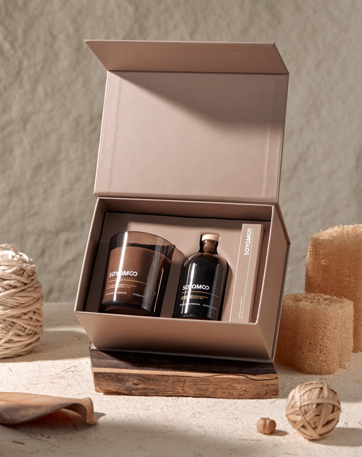 Zen Wood & Tea Earth Collection Brown Glass 4-Piece Set