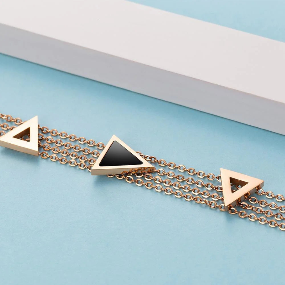 Bullion Gold Arestas Geometric Layered Chain Bracelet