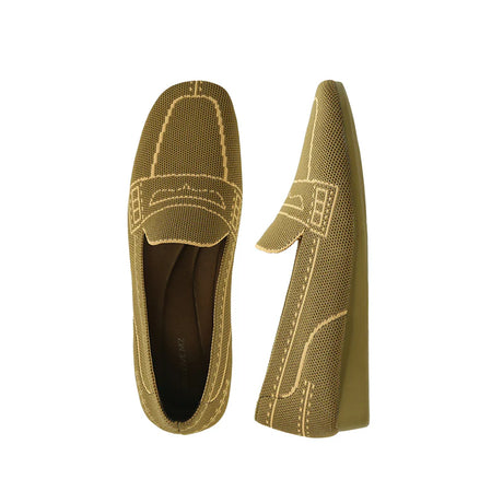 Comfortable Slip On Square Toe Loafers - Avocado