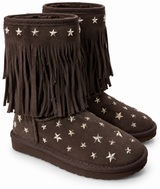 Australian Leather Ugg Classic Short Fringe Star - Chocolate - AU6