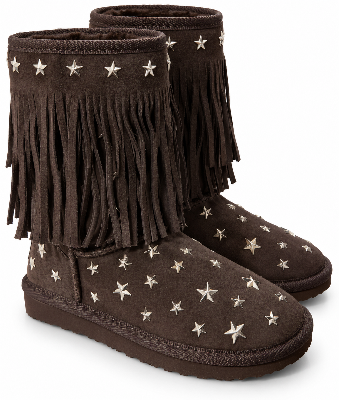 Australian Leather Ugg Classic Short Fringe Star - Chocolate - AU5