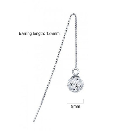 Solid 925 Sterling Silver Shamballa Threader Earrings