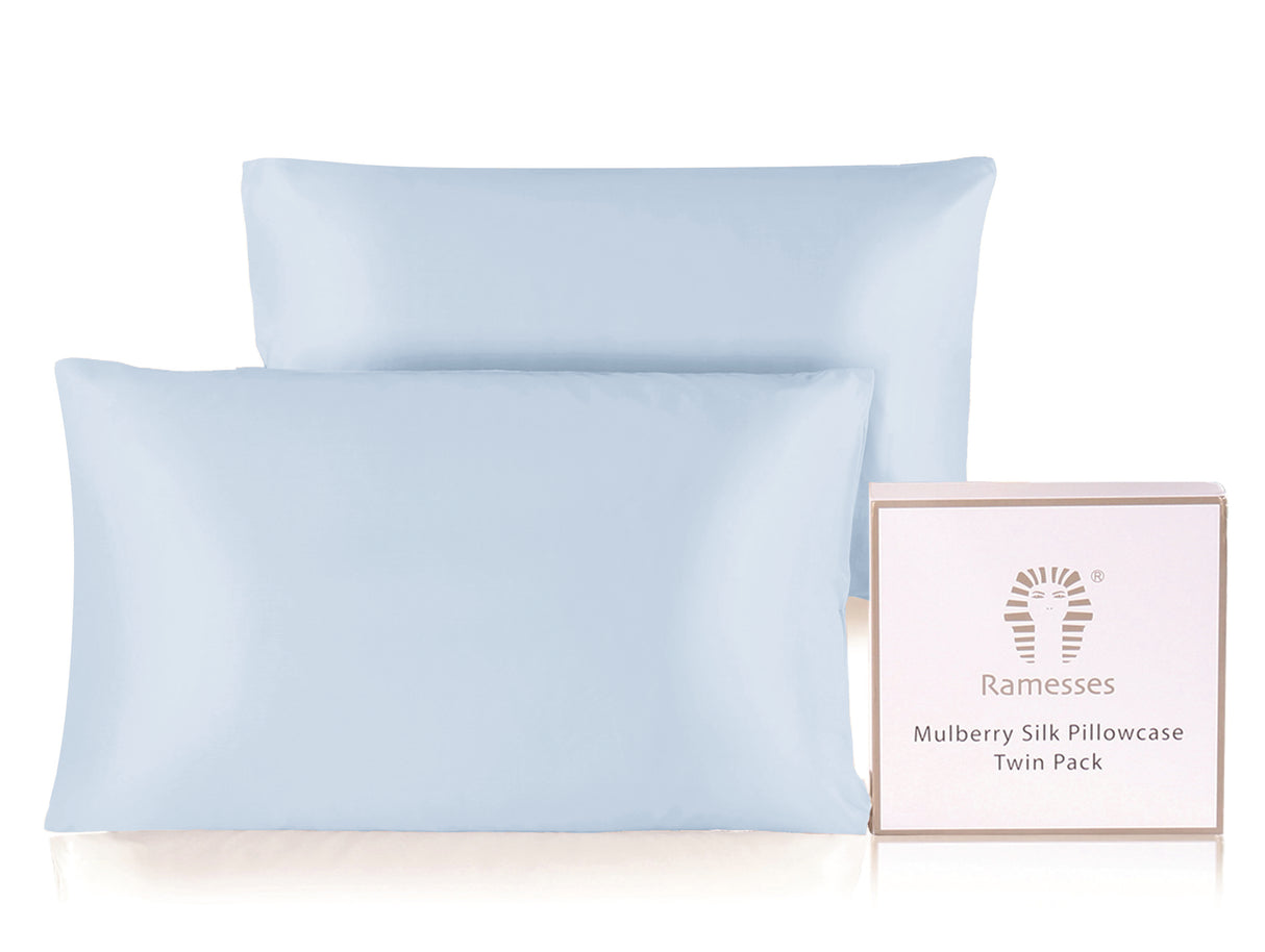 Ramesses Mulberry Silk Pillowcase Twin Pack - Baby Blue