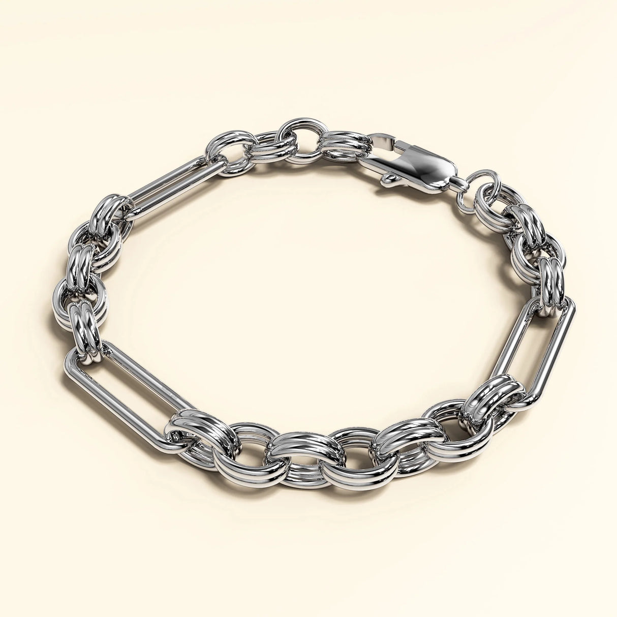 Bullion Gold Roxanne Oval Link Paperclip Chain White Gold Bracelet