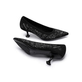 Enchanted Butterfly Pointed Toe Kitten Heels - Black