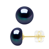 Earrings Yellow Gold - Black Tahitian Style - Longueur 42 cm