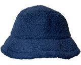 Cherry Red Sherpa Fleece Bucket Hat - Navy