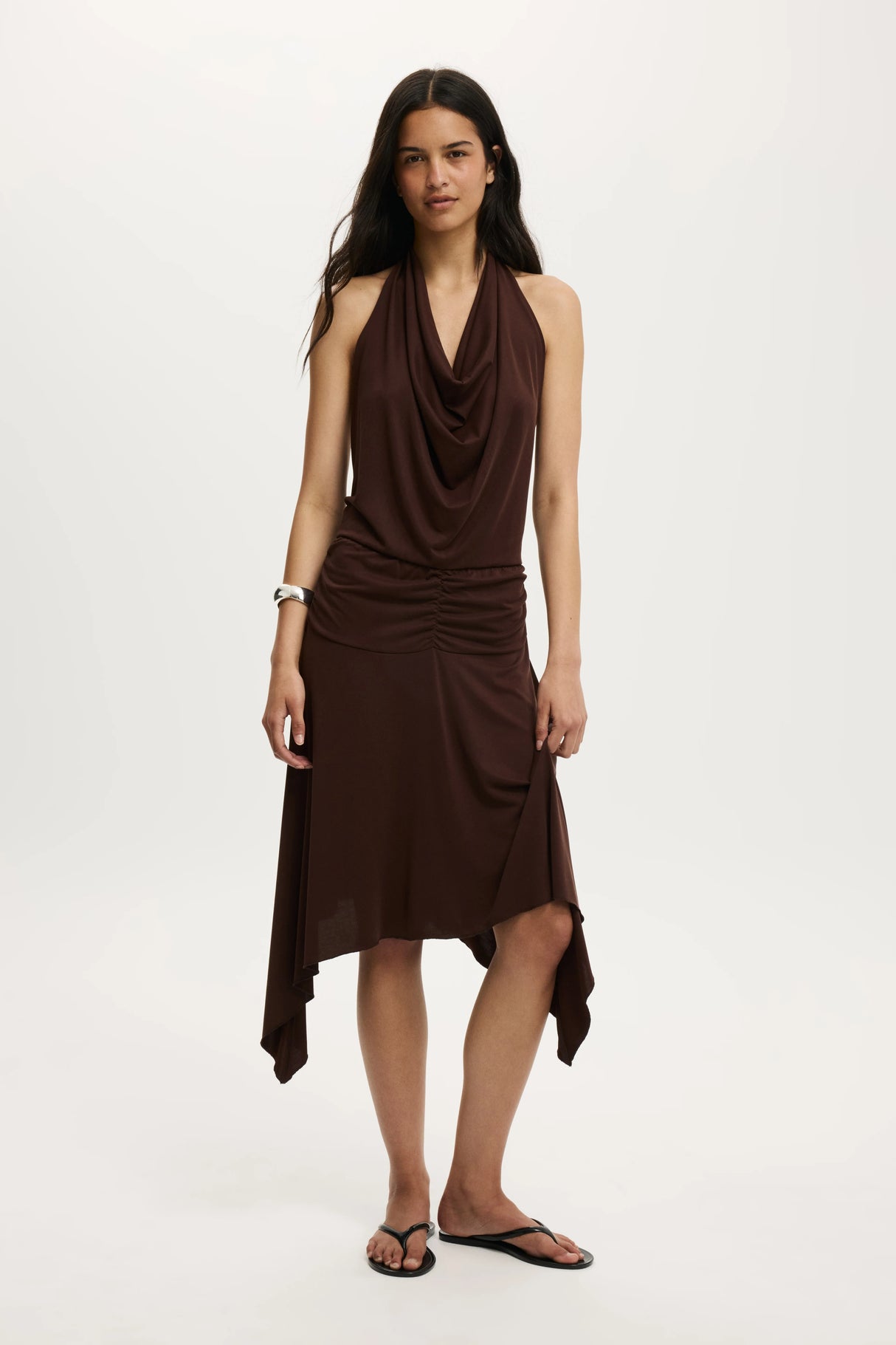 Cotton On Women's Sandy Cowl Neck Midi Dress - Dark Oak
