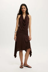 Cotton On Women's Sandy Cowl Neck Midi Dress - Dark Oak
