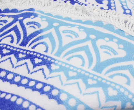 TODO Luxury Thick Microfiber Round Beach Towel Throw Rug Ttowel Blue Lotus