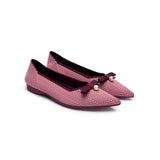 Sarah Casual Pearl Bow Commuter Flats - Pink