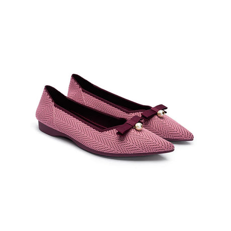 Sarah Casual Pearl Bow Commuter Flats - Pink