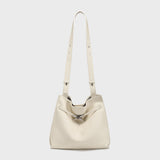 Pebbled Leather Slouchy Hobo Tote - Ivory