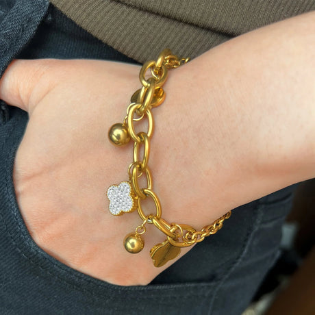 Bullion Gold Clover Charm Bracelet