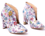Bosccolo Womens Ankle Boots - Flowers On Silver