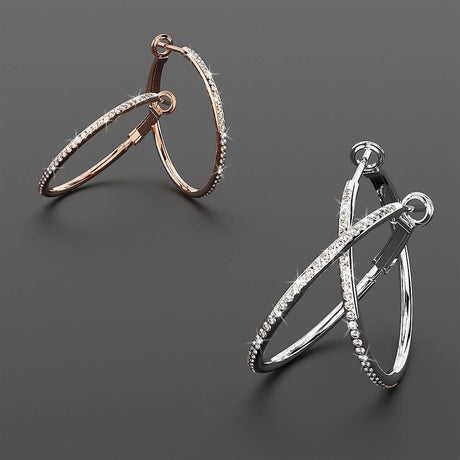Krystal Couture Endless Hoop Earrings Embellished with SWAROVSKI Crystals in White Gold
