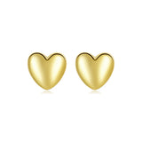Solid 925 Signature Silver Queen Of Hearts Stud Earrings In Gold