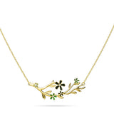 Boxed Petalia Olive Green Stud Earrings and Olive Necklace Featured SWAROVSKI® Crystals in Gold