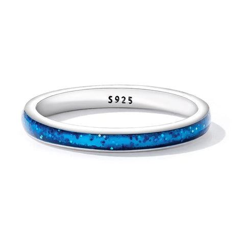 Solid 925 Sterling Silver Liquid Blue Ring