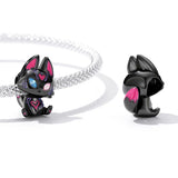 Solid 925 Sterling Silver Odd Eyed Evil Cat Charm