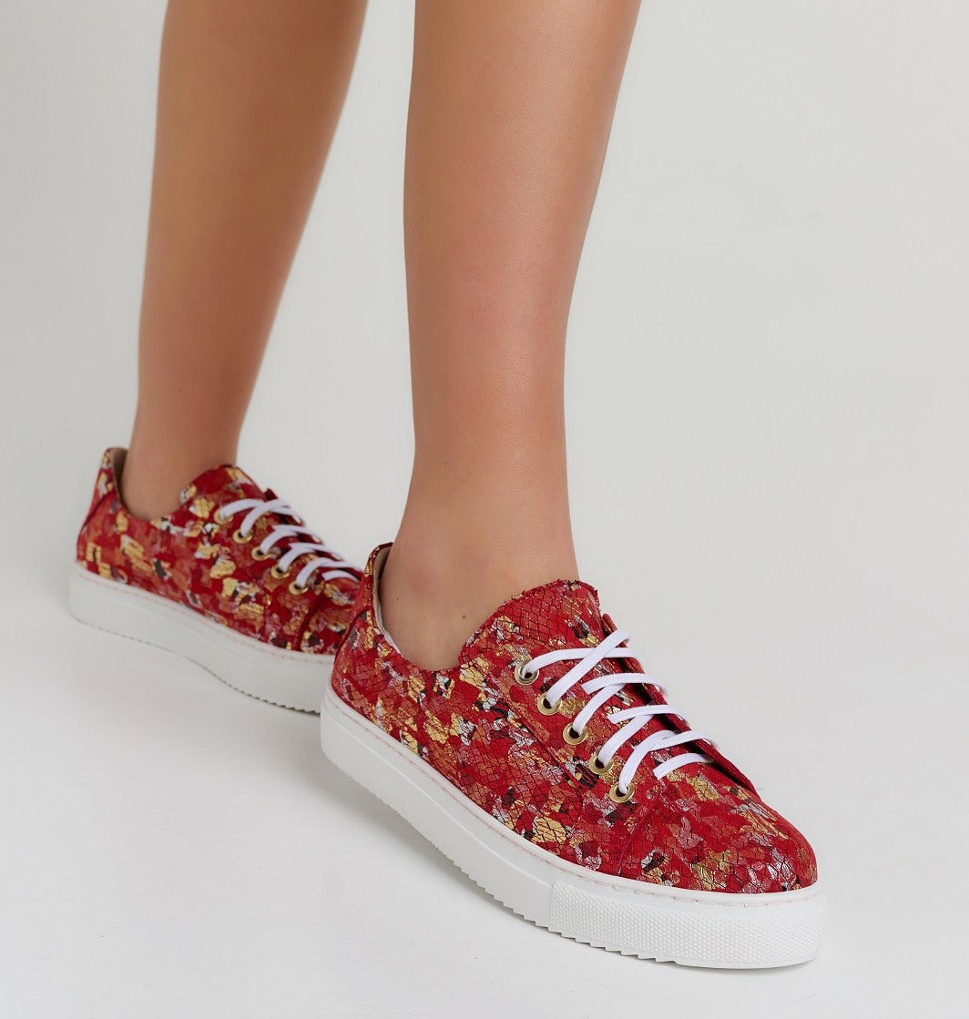 Bosccolo Womens Sneakers - Red/Gold
