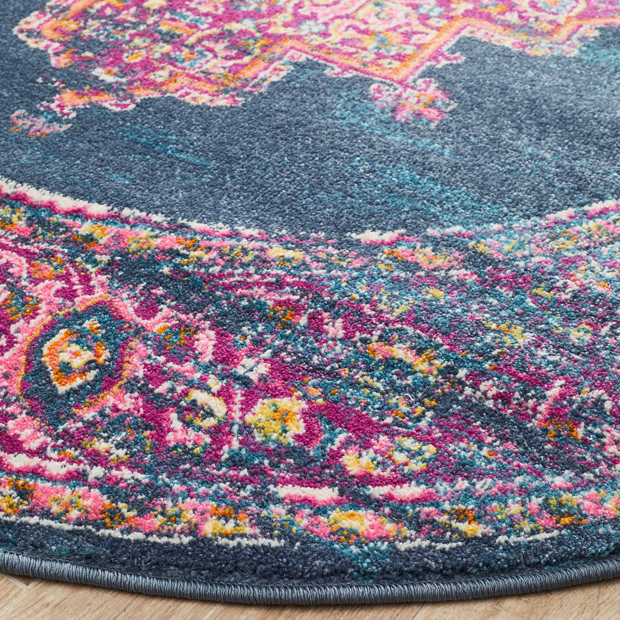 Babylon 211 Navy Round Rug