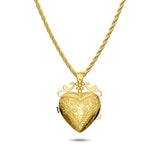 Bullion Gold Floral Heart Photo Locket Necklace