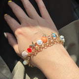 Bullion Gold Beaded Summer Sea Charm Gold Bracelet