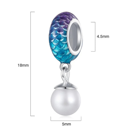 Solid 925 Signature Silver Pearlescent Mermaid Whispers Charm