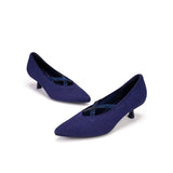 Countess Cross-Strap Kitten Heels - Navy